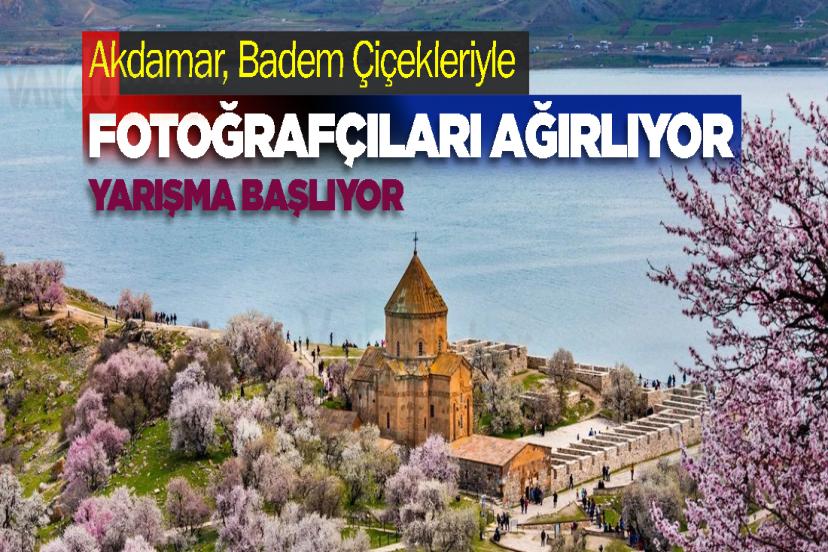 Akdamar, Badem Çiçekleriyle Fotoğrafçıları Ağırlıyor