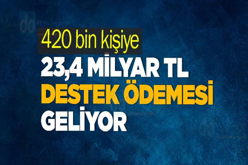 420 bin kişiye 23,4 milyar TL destek ödemesi geliyor