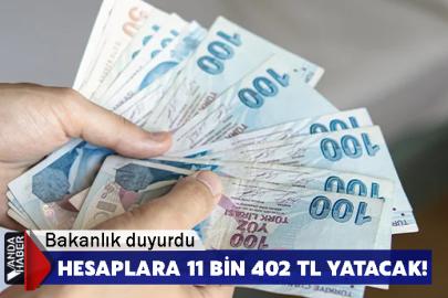Bakanlık duyurdu: Hesaplara 11 bin 402 TL yatacak!