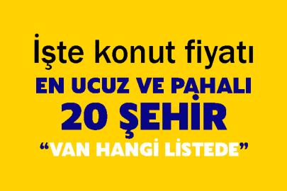 İşte konut fiyatı en ucuz ve pahalı 20 şehir