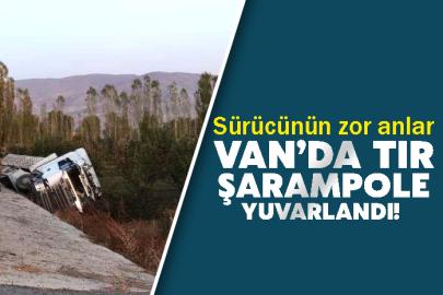 Van’da tır şarampole yuvarlandı! Sürücünün zor anlar