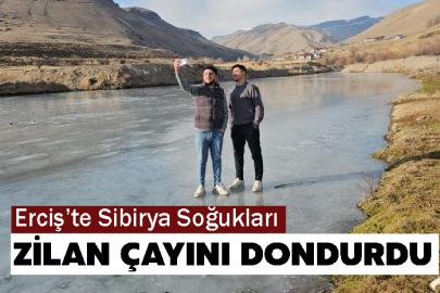 Erciş’te Sibirya Soğukları Zilan Çayını dondurdu