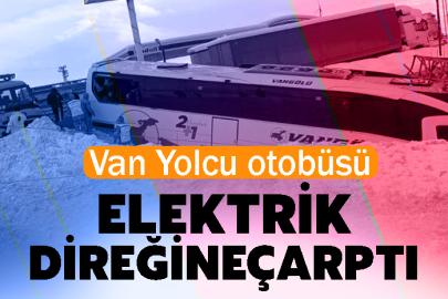 Van Yolcu otobüsü Elektrik direğine çarptı