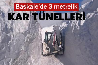 Başkale’de 3 metrelik kar tünelleri çalışma
