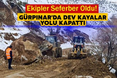 Gürpınar'da Dev Kayalar Yolu Kapattı: Ekipler Seferber Oldu!