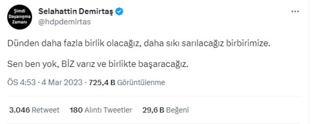 Akşener'in 6'lı Masa'dan kalkmasının ardından bir yorum da Selahattin Demirtaş'tan geldi: Daha sıkı sarılacağız birbirimize