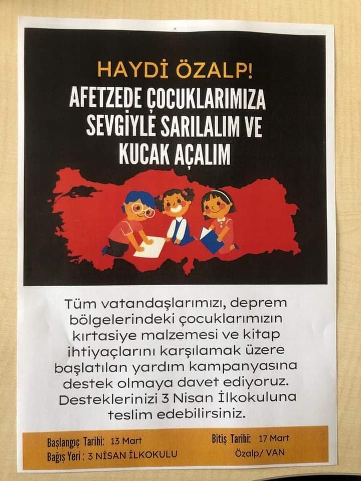 Depremzede öğrenciler için kırtasiye malzemesi kampanyası