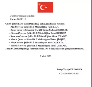 7 İle Çevre ve Şehircilik İl Müdürü Atadı