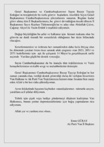 Yeni Başkan Emre Güray’dan ilk açıklama Ak Parti Van İl Başkanı Kayhan Türkmenoğlu'ndan boşalan Van İl Başkanlığı koltuğuna, önceki yönetimde de görev alan genç siyasetçi Emre Güray atandı. Sosyal medyada üzerinde gündem olan Emre Güray, bir açıklamada bulundu. Doğup büyüdüğü şehirde hizmet yapma fırsatını veren Cumhurbaşkanı Erdoğan’a teşekkür eden Yeni Başkan Emre Güray şunları söyledi: 