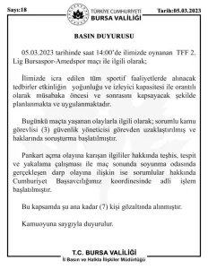 Bursaspor Amedspor maçına soruşturma! 7 gözaltı