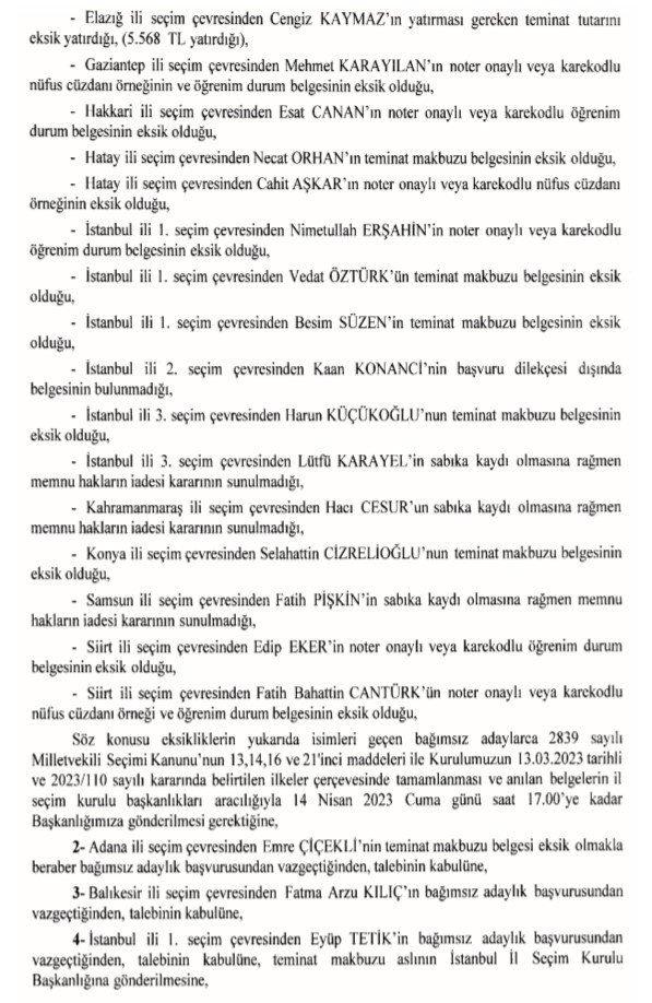 Resmi Gazete'de yayımlandı: İşte milletvekili seçilemeyecek isimler!