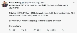 Adalet Bakanlığına 22 bin 43 personel alınacak