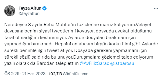 Avukat Feyza Altun'dan çok konuşulacak sözler: Reha Muhtar 8 aydır beni taciz ediyor