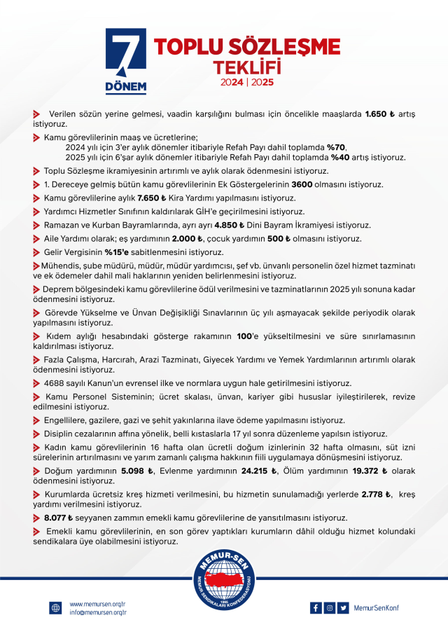 Hükümetin ikinci teklifinden de memnun kalmayan Memur-Sen'den 81 ilde eylem kararı