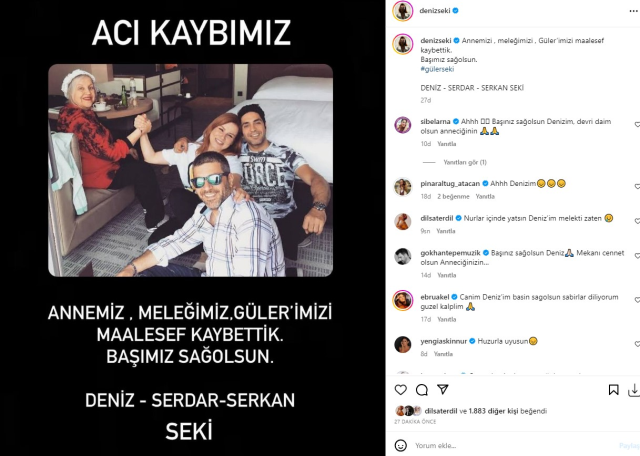 Ünlü şarkıcı Deniz Seki'nin annesi Güler Seki yaşamını yitirdi