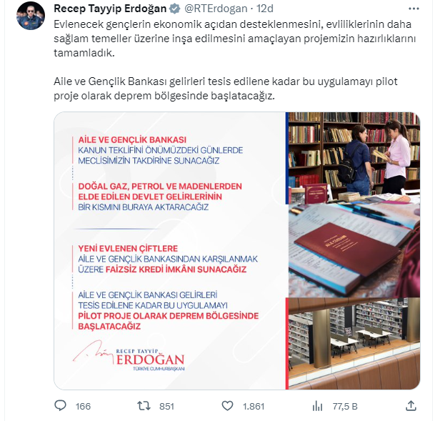 Son Dakika! Cumhurbaşkanı Erdoğan'dan yeni evlenen çiftlere faizsiz kredi müjdesi: Pilot proje olarak deprem bölgesinde uygulayacağız