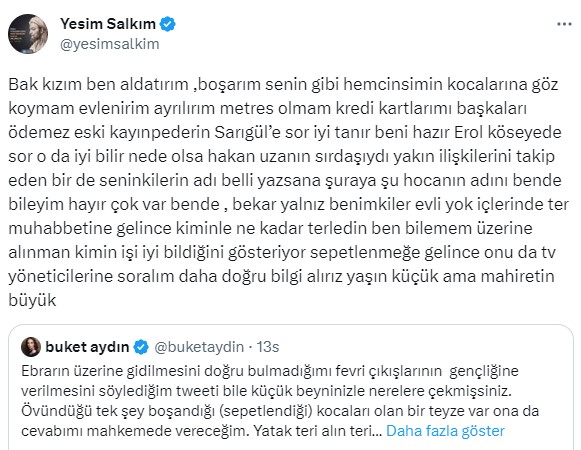 Sular durulmuyor! Yeşim Salkım bu sefer de Buket Aydın'a 