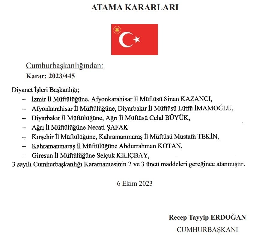 Kurumlarda Yeni Atama Kararları Resmi Gazete'de