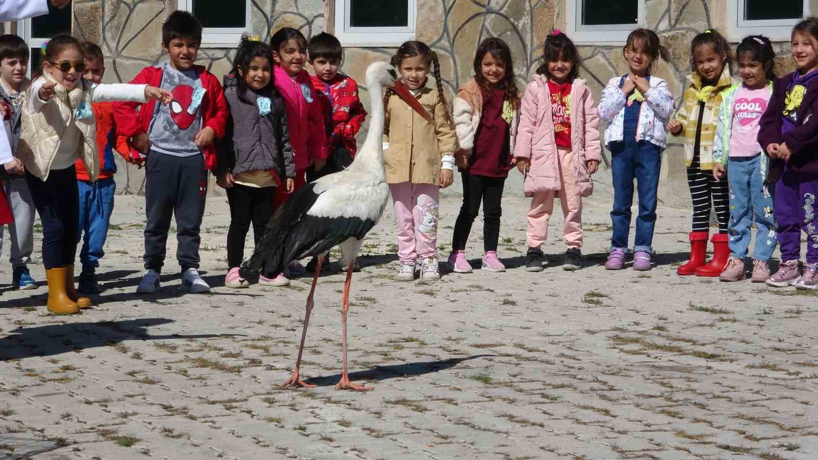 Minik öğrenciler yaban hayvanlarını yakından gördü