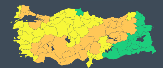 Meteoroloji'den aralarında İstanbul, Ankara ve İzmir'in olduğu 66 il için sarı ve turuncu kodlu uyarı