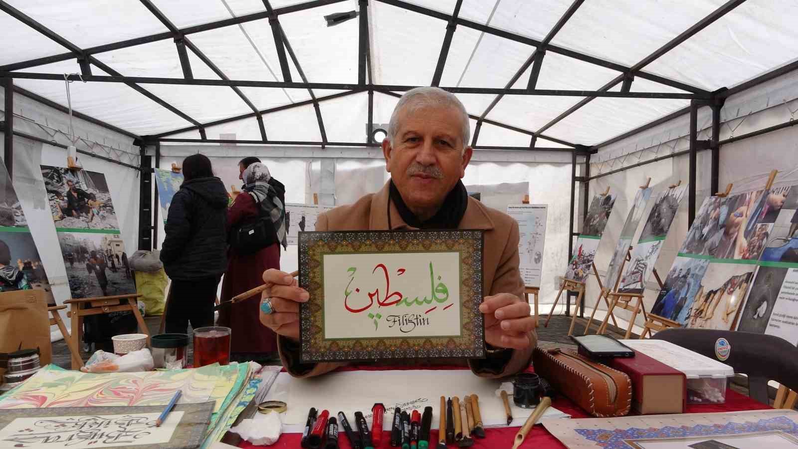 Vanlı hattat bu kez Filistin için yazdı
