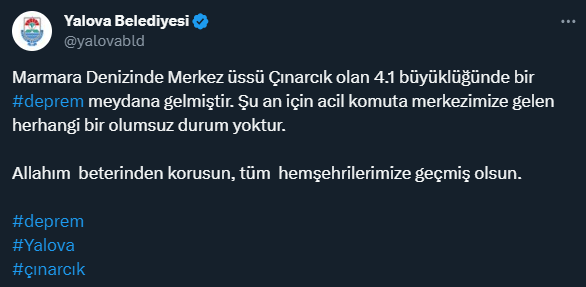 Marmara Denizi'nde 4,1 büyüklüğünde deprem! İstanbul ve çevre illerden hissedildi