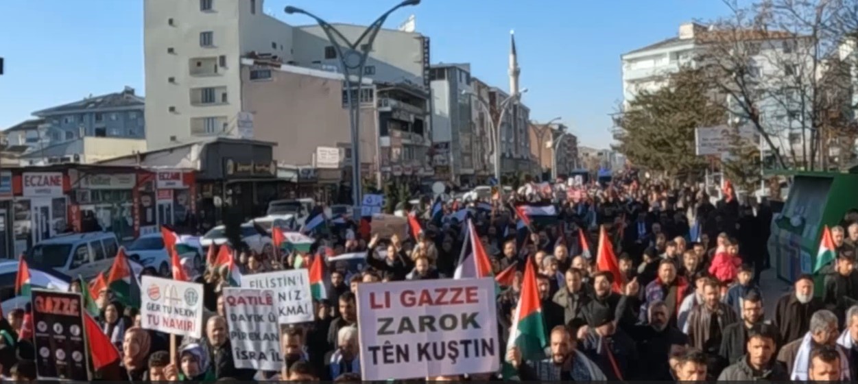 Erciş’te ‘Filistin’e özgürlük İsrail’e lanet’ yürüyüşü