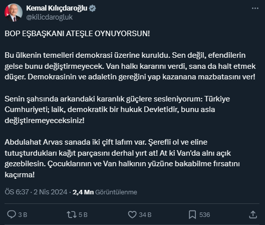 Kılıçdaroğlu'ndan Van'daki mazbata krizine çok sert tepki