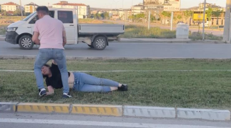 Aksaray’da kadına şiddette yürekleri sızlatan görüntü