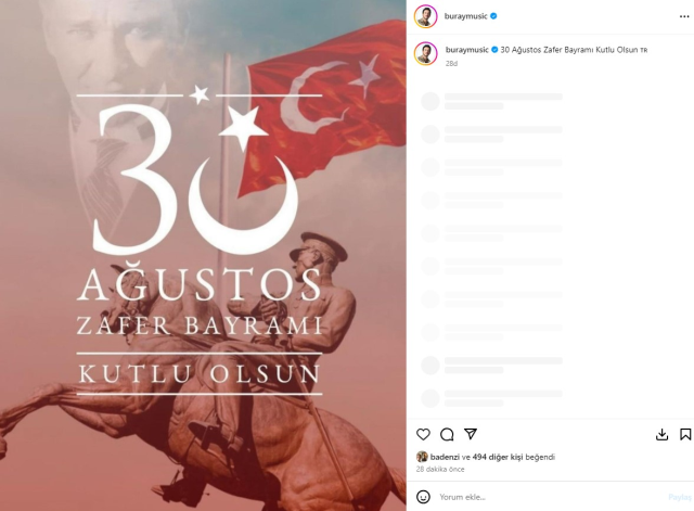 Ünlülerden 30 Ağustos Zafer Bayramı kutlamaları
