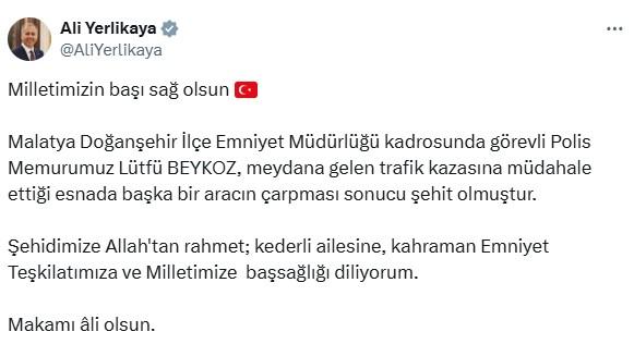 Malatya'da saman yüklü tır devrildi: 1 polis şehit, 1 polis yaralı