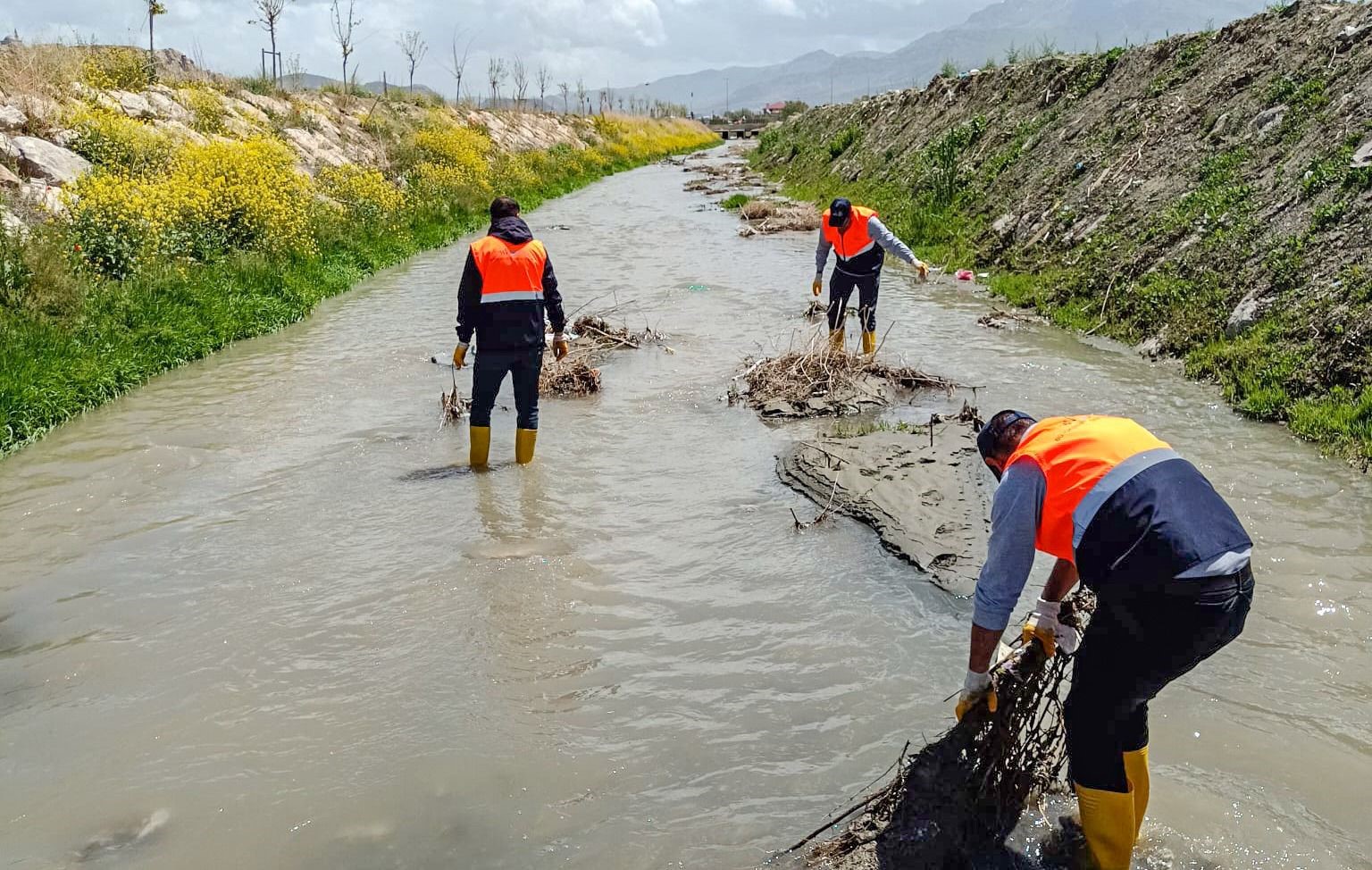 Van Büyükşehir Belediyesi inci kefali göç güzergahındaki dereleri temizledi