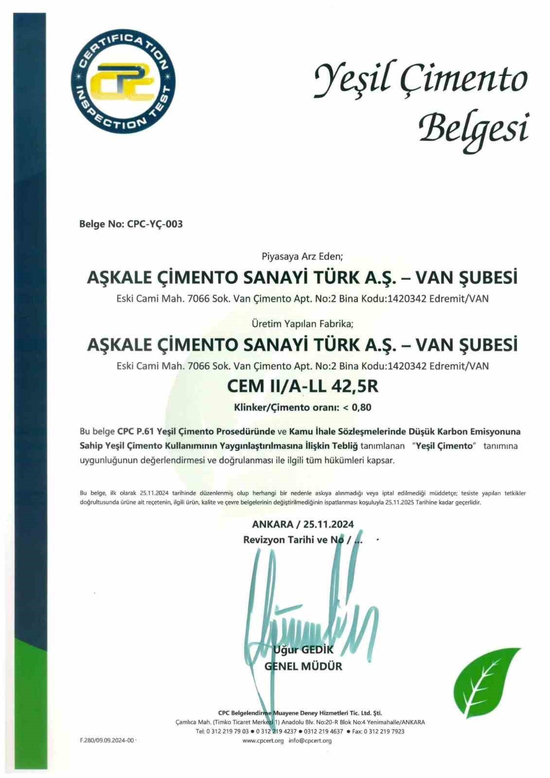 Aşkale Çimento; 