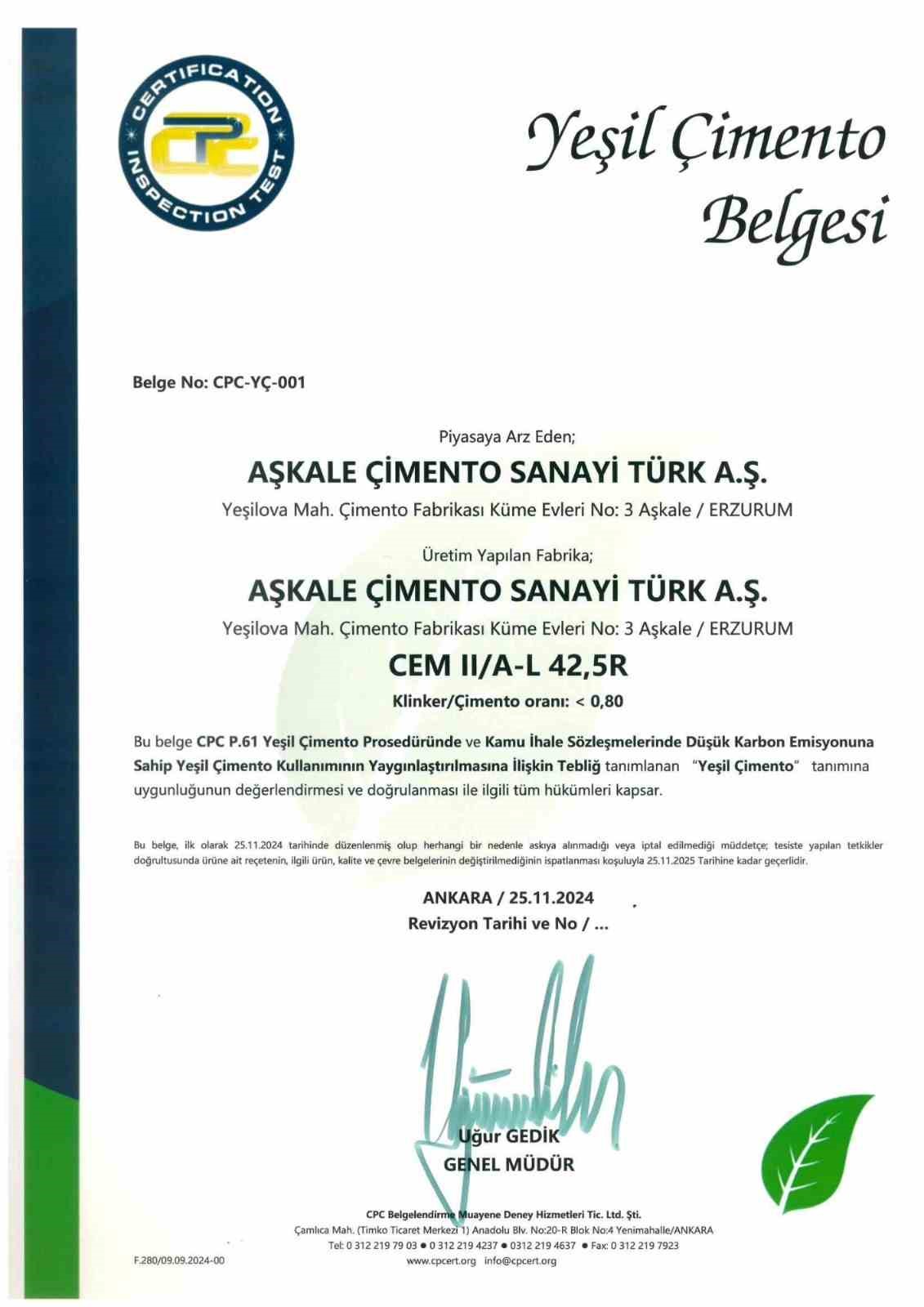 Aşkale Çimento; 