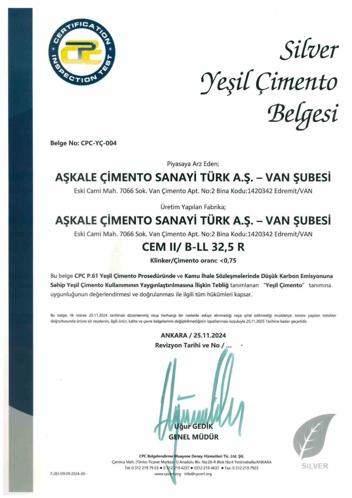 Aşkale Çimento; 