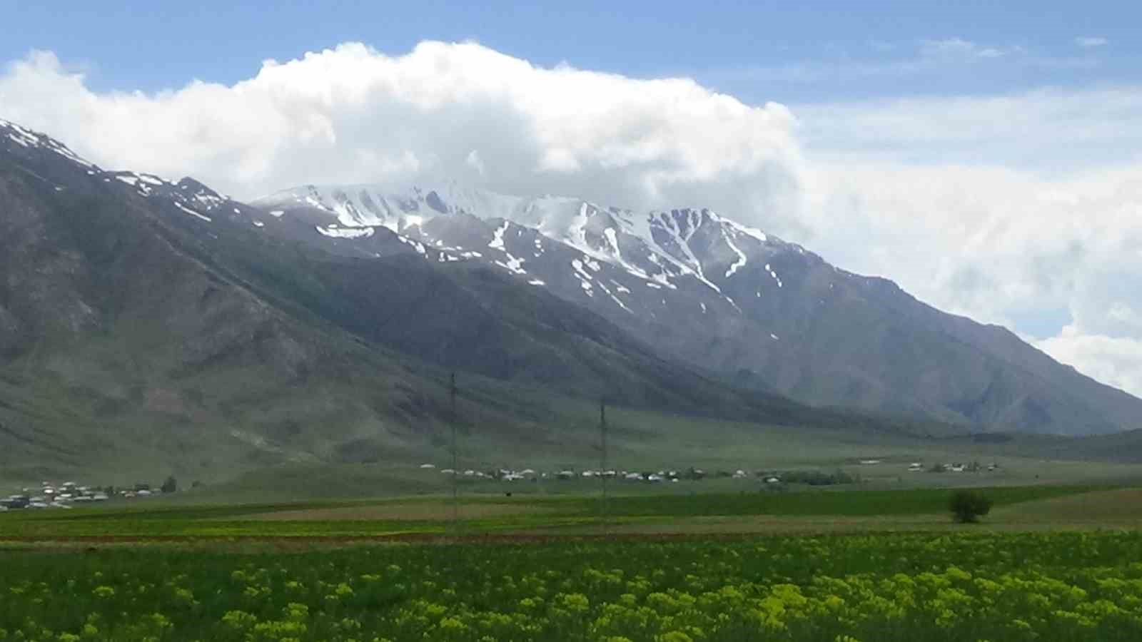 Van’da dağların zirvesinde kar, ovalarında çiçek