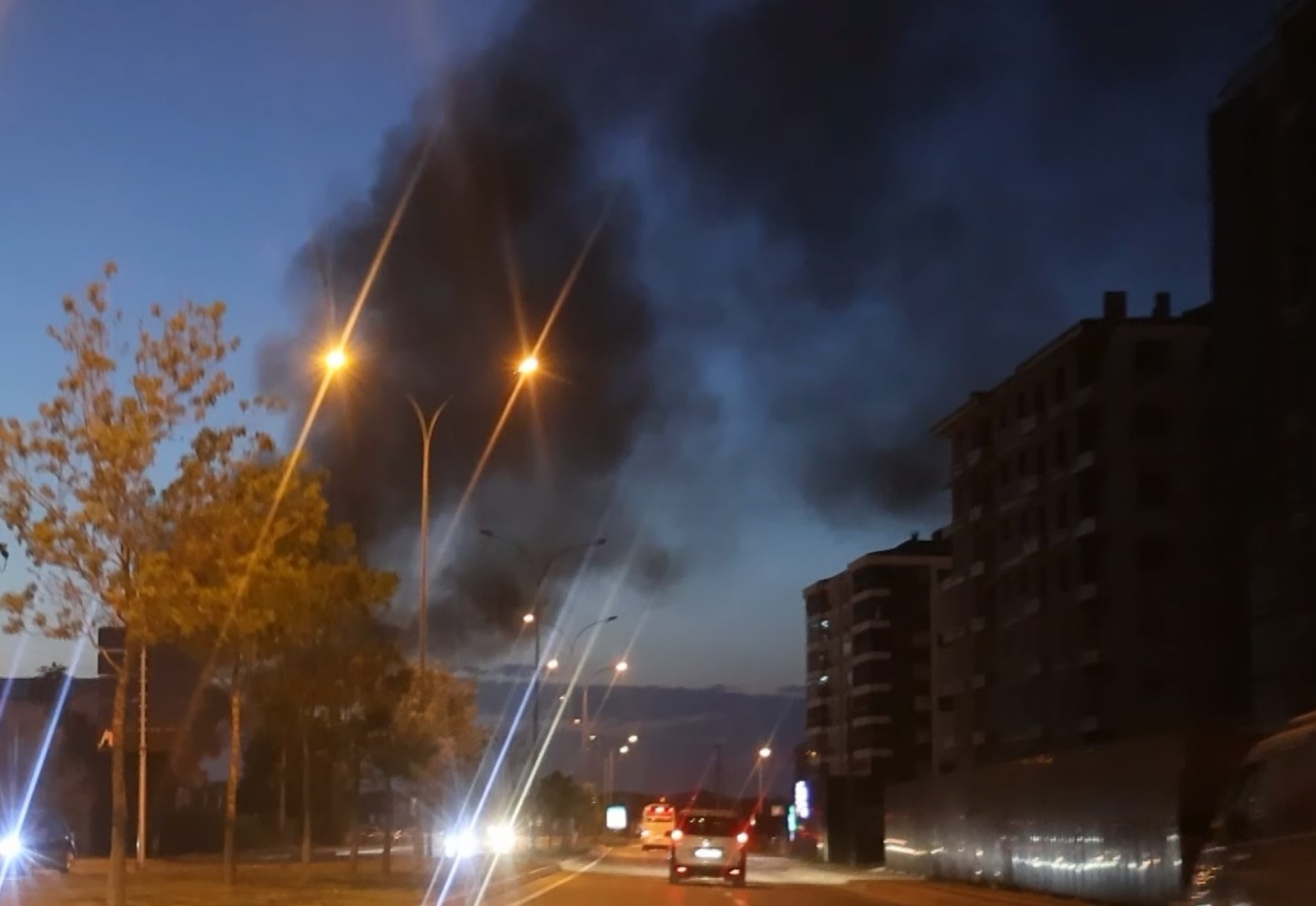 Şehrin merkezindeki çöplükten yükselen alevler korkuttu