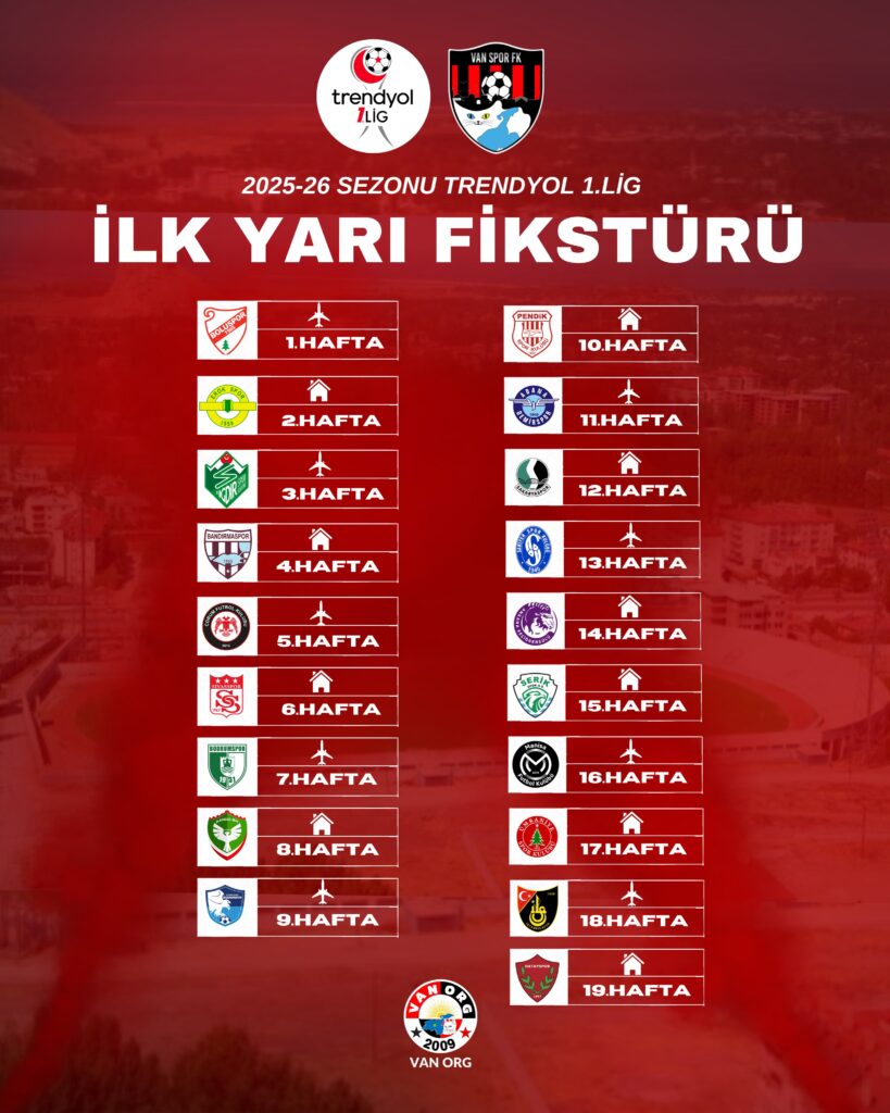 Van Spor'un 1. Lig Fikstürü Açıklandı